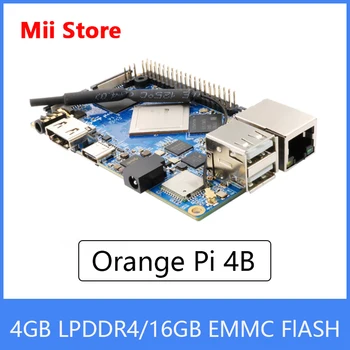 Oranž Pi 4B Ühe pardaarvuti 6-Core ARM 64 Bit Emaplaadi Starter Sisseehitatud NPU Kiip koos Dual 4GB LPDDR4+16 GB MAGISTRIKURSUSE Flash