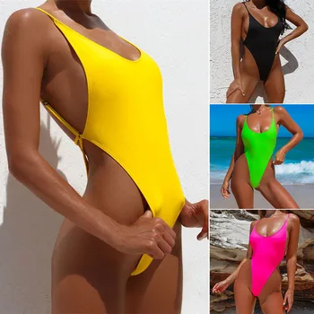 2021 naiste Ujumisriided, Seksikas kõrge lõigatud ühes tükis ujumistrikoo Backless ujuda masti Must Valge Punane nahkrihm trikoo naine Monokini Kingitused