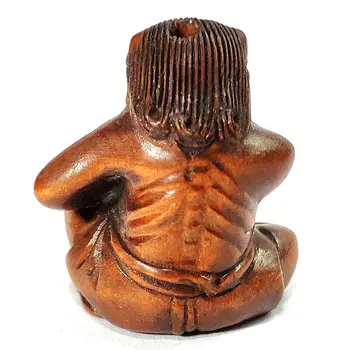 YJ1014 - Laekuva 20 Aastat Vana, 1 TOLLINE Käsitsi Nikerdatud Pukspuu Ripats Ojime Bead - Monster Man Jaapani Peen Väike Skulptuur