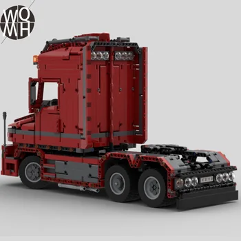 Uus punane tehnoloogia veoauto haagise blokeerida veoauto Scania t 580 assamblee laste hariduse mänguasi kingitus mudel auto