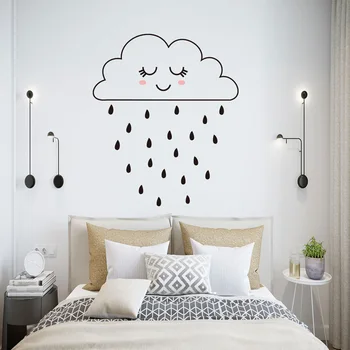 Cloud tüdruk sajab DIY kunst seina kleebis Armas lapsed laste magamistoaga kodu kaunistamiseks kleebised Seinamaaling Kleebised tapeet plakat
