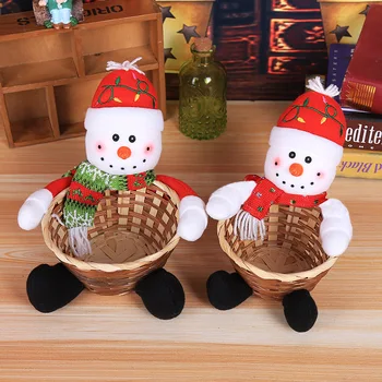 Cute Christmas Candy Ladustamise Bambusest Xmas Kingitus Omanik Korvi Kodus Töölaua Kaunistus Santa Claus Hoiukorv Kingitus Ornament