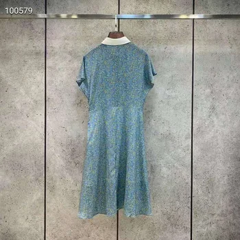 Silk Naiste Kleit 2021 Suve Mood Daamid Valge Peter Pan Krae Raja Pildid Lühikesed Varrukad Suur Kiik Vabaaja Päike Kleit