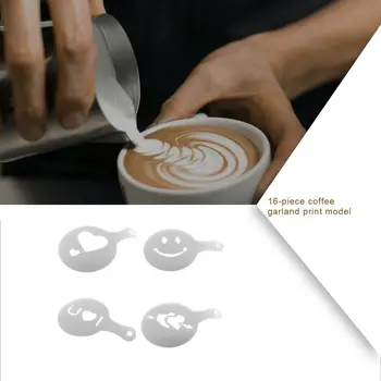16 Sätestatakse Kohvi Tõmba Lill Hallituse Trükitud Mudel Väljamõeldud Paksenenud Kohvi Piima Vaht Spray Tõmba Flower Print Mudel