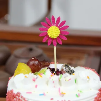 AQ 3tk Värvikas Päevalille Sünnipäeva Kook Torukübar DIY Teenetemärgi Lapsed Soosib Cupcake Toppers Mitte-kootud Lill Kook Decor