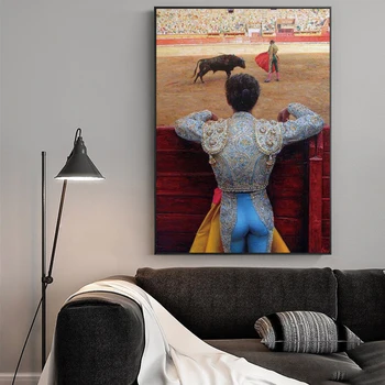 Kohus Arvandmed Mees Hispaania Bullfight Maastik Maali Lõuendile Trükkimine Klassikaline Plakat Kodus Seina Art Teenetemärgi Pilt