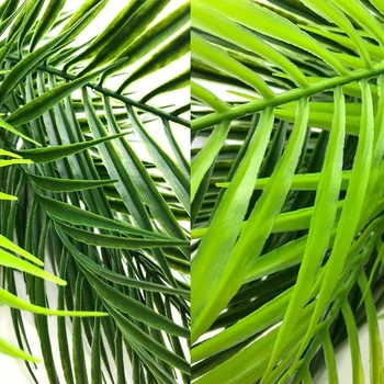 Kunstlik Tropical Palm Leaf Bush Tehase Roheline Palm Taime-15 Lahkub Troopiline Rohelus Aktsent Õie Paigutus