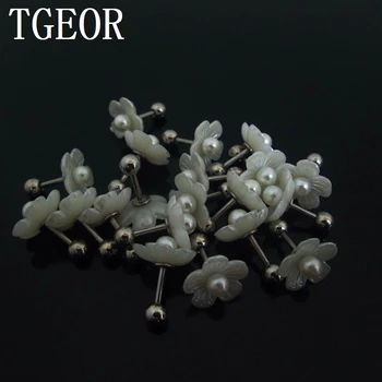 Hiljuti 1 paar 16G valge flower Pearl tragus augustamine ear stud