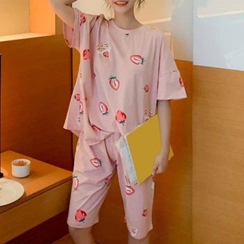 Daamid Pajama Suvel Lühikese Komplekti Jaapani Pidžaama O Kaela Lühikese Varrukaga Särgid Komplektid Paaridele, Mees, Naine Sleepwear 2021