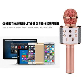 4 1 LED RGB Traadita Bluetooth-Karaoke Mikrofon USB-Mini Kõlari KTV Kodu VDX99