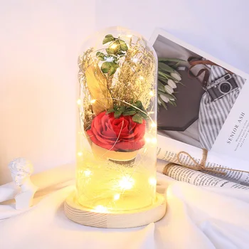 Kunstlik Roos Lill LED Light String Klaasist Kunagi Kuivanud Romantiline Kingitusi ystävänpäivä emadepäeva Sünnipäeva Decor