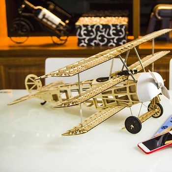 3D Puust Lennuk Home Decor Ornament Sünnipäeva Kingitus Triplane Hobi Õhusõiduki Pusle Käsitöö Büroo Mudeli Tiivad Hoone DIY