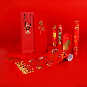 2021 Spring Festival Couplets Decor Hiina Uue Aasta Dekoratsioon Kit Fu Tähemärki Paber-tükid Punased Ümbrikud Asjade Kingitused