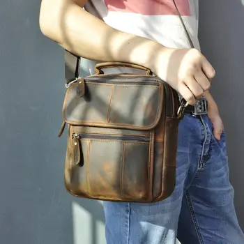 Uus Saabuvad Tera Nahast Meeste Travel Õla Messenger bag Fashion Sinine College Cross-body Kott 9
