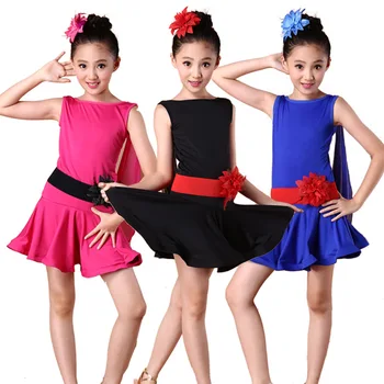 Laste ladina tantsu kostüümid tüdrukute tava riided lühikeste varrukatega tants seelik laste tants tava riided