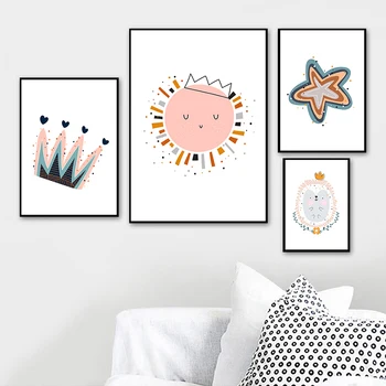 WTQ Põhjamaade Seina Art Lõuend maalisid Plakateid Prindib Päike Pilve Vikerkaar Star Peace Home Decor Pilte Kids Room Dekoratsioon