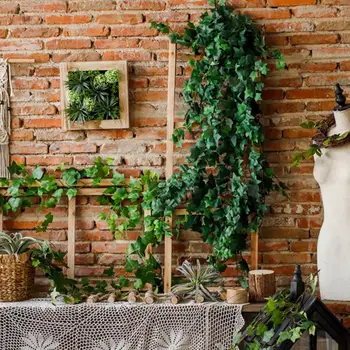 Dropshipping!5tk kunstliku rohelised taimed, viinapuude, roomav lilled, rotangist, pilliroost rippuvad, kodu poole seina riputamise teenetemärgi