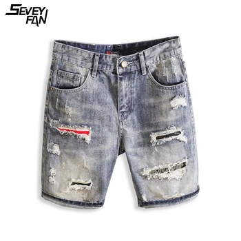 Meeste Suvine Vabaaja Denim lühikesed Püksid Sinine Ripitud Hip-Hop Teksad Lühike Mood Vintage Hävitatud Õnnetud Auk Streetwear lühikesed Püksid, Uus