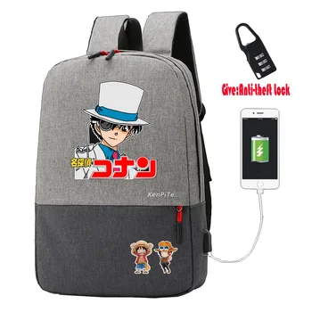 Anime Detective Conan Seljakott UNISEX Anti-varguse Sülearvuti kott USB-Laadimine Seljakott raamatukest, Kotid teismelised Reisi seljakott