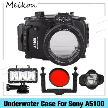 Meikon 40m 130ft Veekindel Veealuse Kaamera kest Juhul Kott Sony A5100 16-50mm Objektiiv Kaamera MEIKON 67 mm Fisheye Objektiiv