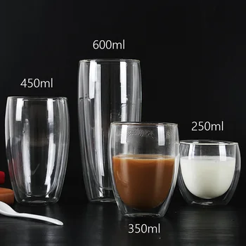 80/250/350/450/600ML Double-Seina Klaas Tass Kohvi Kruus kuumakindel Piima Tee Tassi Läbipaistev Punane Vein Õlu Klaasi Drinkware