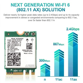 Võrgu Kaart AX200NGW WiFi 6 M. 2 NGFF 3000Mbps 2.4 G 5G Dual Band Bluetooth 5.1 802.11 Ax WiFi Adapter, Antenn