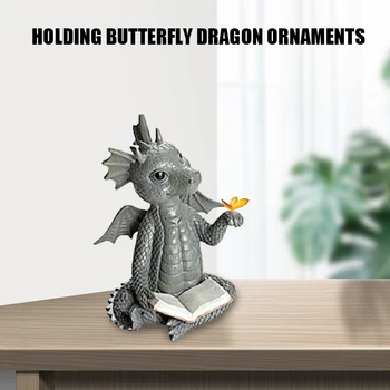 Dragon Joonis Lilli Liblikas Vaik Kuju koos Raamatut Käsi Super Armas Töölaua Kaunistus DAG-laeva
