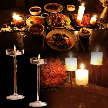 Suur Euroopa Kõrge Küünlajalg Klaas Küünal Omanik Romantiline Õhtusöök Dekoratsioon LG66
