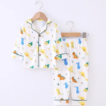 Baby Girl Boy Bambusest Pidžaama Komplekti Mantel+Pant 2TK Cartoon Imiku Väikelapse Sleepwear Lapse Koju Sobiks Bambusest Beebi Riided 1-12Y