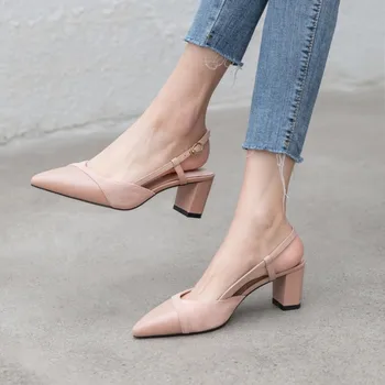 Suur Size9 10 kõrge kontsaga sandaalid naiste kingad naine suvel daamid Terava ninaga sandaalid paksud kontsad