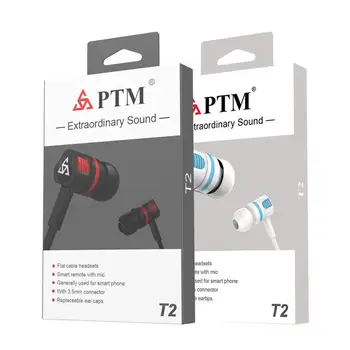 PTM T2 In-ear Juhtmega Kõrvaklapid hääljuhtimine Müra Isolatsiooniga Stereo Heli Nisu Kõrvaklappide Universal Mobile Telefon Peakomplekti