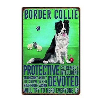 Lemmiklooma Koera Mops Taks Border Collie Greyhound Metallist Märk Plakatid kunsti Vintage Seinamaaling Maali Kohandatud Decor WW8