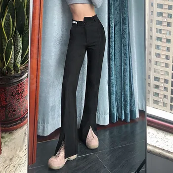 Sylcue Suvel Street hipster raske lahe tüdruk ebaregulaarne kõrge ja madal vöökoht super show jalad pikad vabaaja pükste jalad split naine