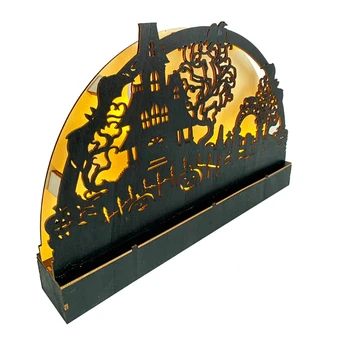 Halloween Tabel Kaunistused Puidust Kummitab Maja Kõrvits Tabel Centerpieces Märk, LED Valgus Decor