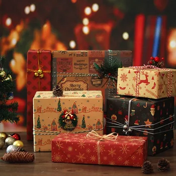 73*51 Cm Jõulud Kingituste Pakkepaber Retro Kraft Kingitus Paber Pakkimine Kasti Pool Pulmas Kingituste Pakkepaber
