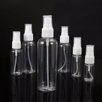 5tk Mini Plastikust Läbipaistev Väike Tühi Spray Pudel moodustavad Ja Naha Hooldus Reisi Korduvtäidetavaid Pudelid 10/20/30/50/60/100ml