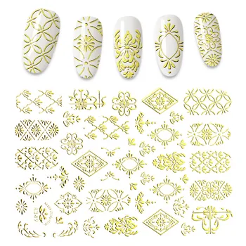 Kuld 3D Küünte Kleebis Muster Muster Küüned Kleebiste Liim Küünte Nail Art Foil Kaunistamiseks Maniküür Kleebised