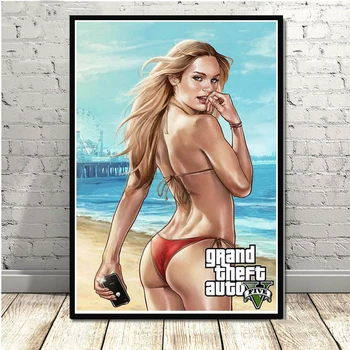 Video Mängu Gta 5 Grand Theft Auto Kunst Decor Foto Kwaliteit Lõuend Schilderij Home Decor Plakat Woonkamer Muur Decor