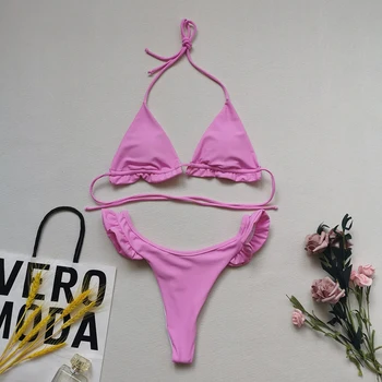 Seksikas Ruffle Micro Bikini 2021 Ujumistrikoo Naiste Ujumisriided Naine Mini Thong Bikinis Seada Ujumise jaoks Bahting Ülikond Naiste Ujumistrikood