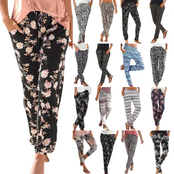 Naiste Trükkimine Pikad Püksid Kõrge Vöökoht Püksid Taskud Puhkust Naiste Vabaaja Pükste 2021 Suvel Harajuku Streetwear Õhuke Pant