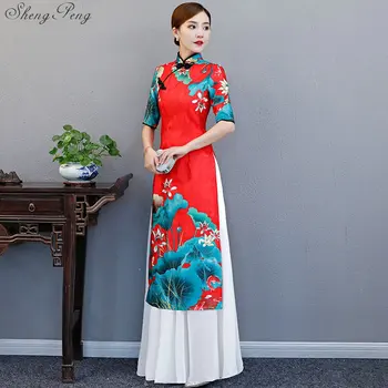 2019 Vietnam aodai Hiina traditsiooniline Riietus Naine Qipao pikk Hiina Oriental kleit kaasaegne cheongsam ao dai Q738