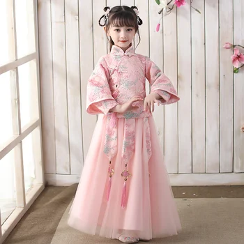 Pits Tikand Roosa Tüdruk kleit Sünnipäeva Kleit Pulm Kleit Hiina Uut Aastat Kleit hiina qipao lapsed 2020