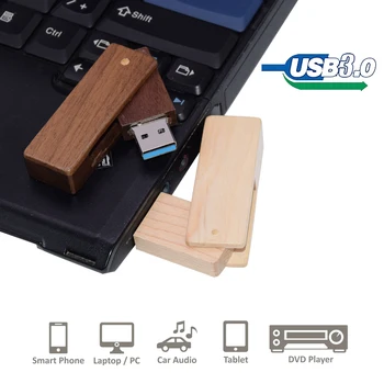 High Speed USB 3.0 Flash Drive puidust Pen Drive 16GB 32GB 64GB 128GB 256GB Pendrives Veekindel kkel USB Stick 3.0 mälupulk