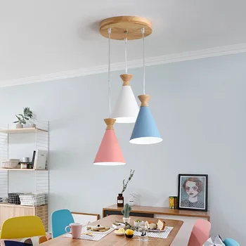 Tänapäeva Põhjamaade Macaron Ripats Tuled Led Puit Sisevalgustus Home Decor Rõivapood Restoran Lamp Loominguline Rippus Lamp
