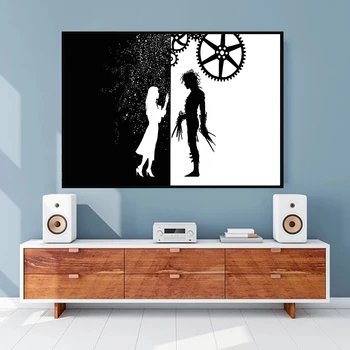 Must-Valge Kunsti Lõuend Maali Edward Scissorhands Klassikaline Film Posterr Seina Art Home Decor Elutuba Decor Pildid