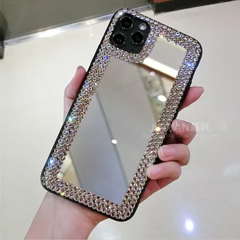 Luksus Mood teemant Glitter Bling Peegel telefon case for iphone 11 12 Pro Max XR X XS Max 6s 7 8 Plus tüdruk Meik peegli Kate