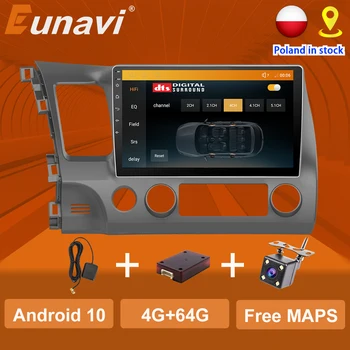 Eunavi 2 DIN Android autoraadio Mms Navigaator gps-tracker-Mängija Honda Civic 2006-2011car navigatsiooni 10.1 tolline Ekraan