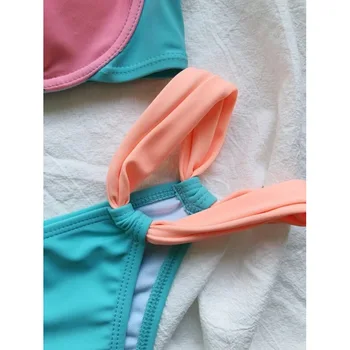 2021 uus daamid ujumistrikoo seksikas V-kujulise ühtlase värvi tepingud split ujumistrikoo ujumistrikoo naiste bikiinid komplekt 2-tükk, naiste rõivad