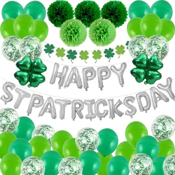 16 Tolline St. Patrick ' s Day Õnnelik Kirja Õhupalli Neli Leaf Muru Lipu Kombinatsioon Iiri Festival Teenetemärgi Õhupallide Hulgimüük
