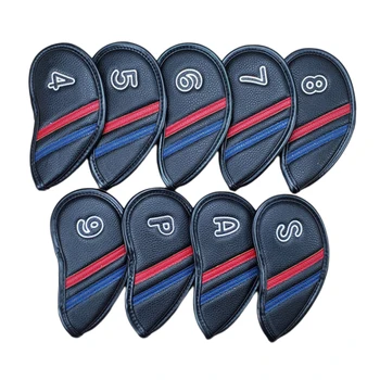 9 Pack Golf Triikrauad Klubi Juht Hõlmab Kiilu Raud Kaitsva Pea Hõlmama PU Leather Protector Varruka Golf Kaupade Kingitused